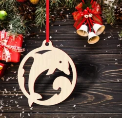 Dolphin bauble christmas tree ornament S0000983 file cdr and dxf pdf free vector download for Laser cut