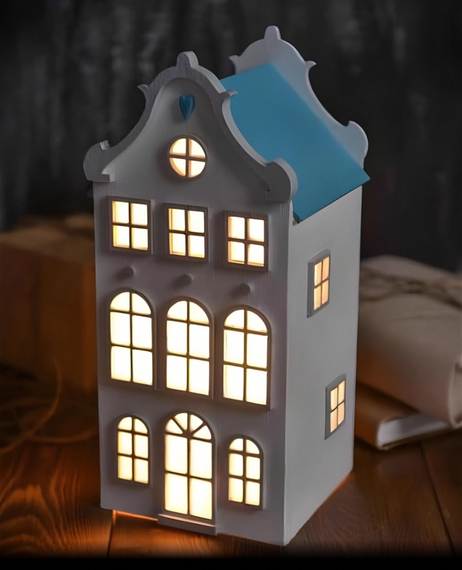 Dutch House Night Light Lamp S0000464 file cdr and dxf pdf free vector download for Laser cut