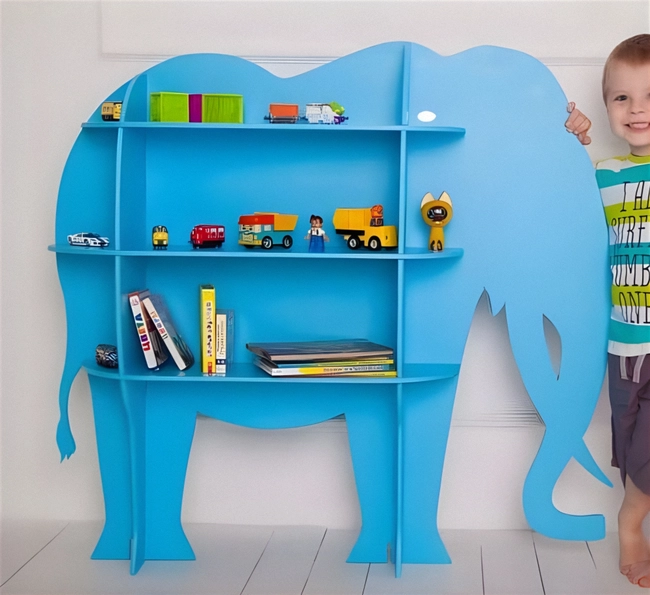 Elephant Shaped Wooden Shelf for Toys and Books S0000417 file cdr and dxf pdf free vector download for Laser cut