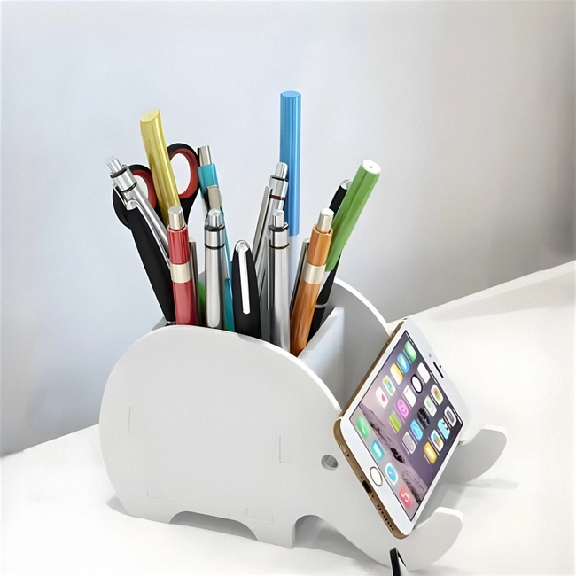 Elephant mobile phone stand with pen holder S0000037 file cdr and dxf pdf free vector download for Laser cut