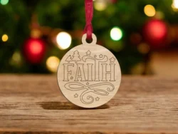 Faith christmas bauble ornament S0000990 file cdr and dxf pdf free vector download for Laser cut