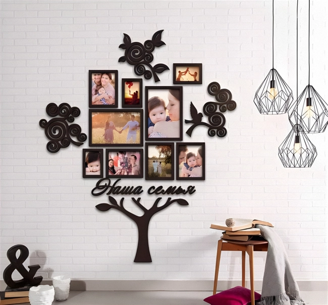 Family Tree Collage Frame S0000424 file cdr and dxf pdf free vector download for Laser cut