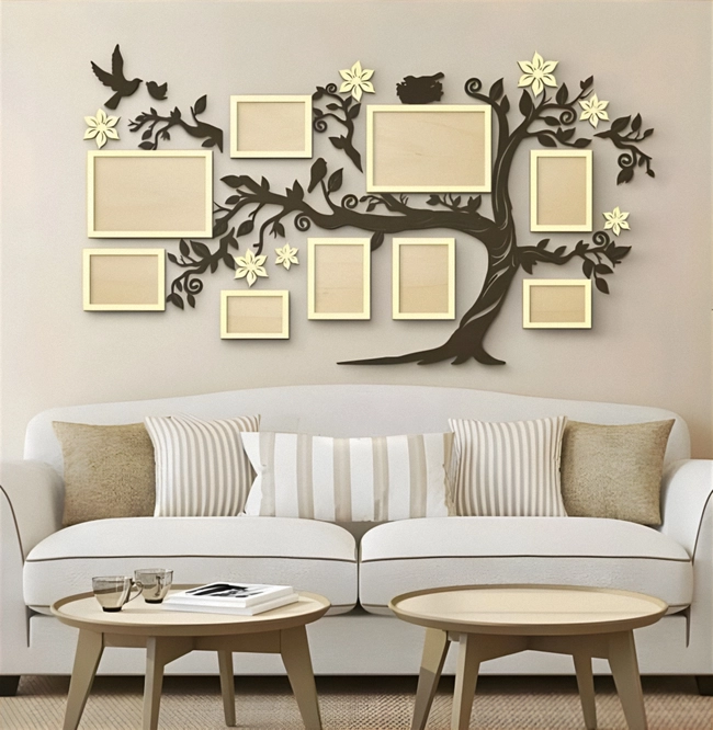 Family Tree Photo Frame Wall Decor S0000426 file cdr and dxf pdf free vector download for Laser cut