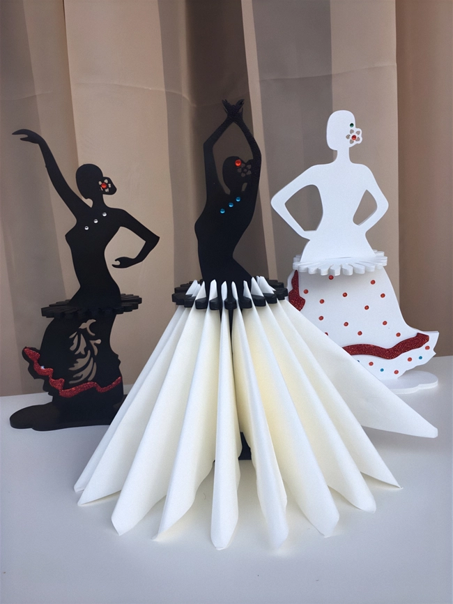 Flamenco Dancing Lady Napkin Holder Collection S0000435 file cdr and dxf pdf free vector download for Laser cut