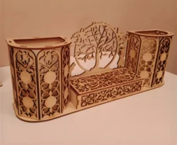 Floral Wood Cutout Pen Holder Desk Organizer S0000500 file cdr and dxf pdf free vector download for Laser cut