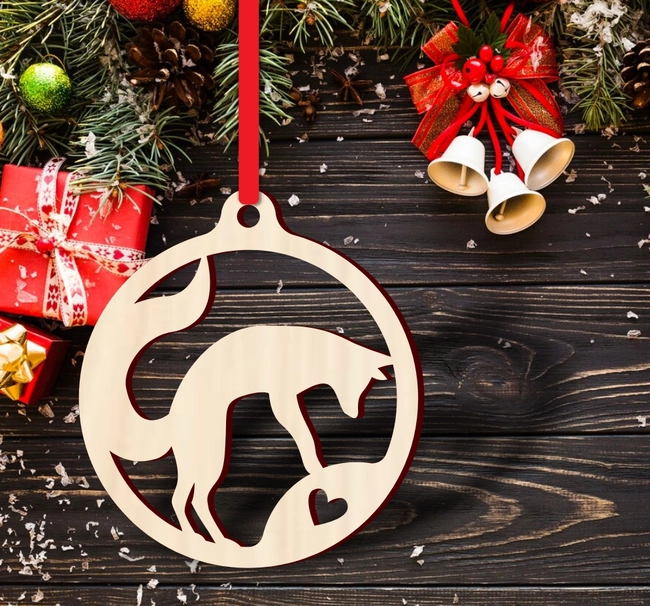 Fox love christmas ornament S0000941 file cdr and dxf pdf free vector download for Laser cut