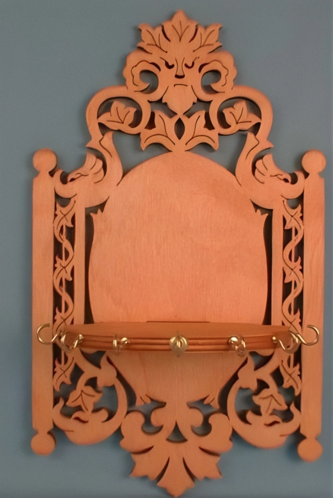 Fretwork Wall Shelf with Key Holder S0000504 file cdr and dxf pdf free vector download for Laser cut