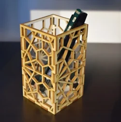 Geometric pencil holder S0000060 file cdr and dxf pdf free vector download for Laser cut