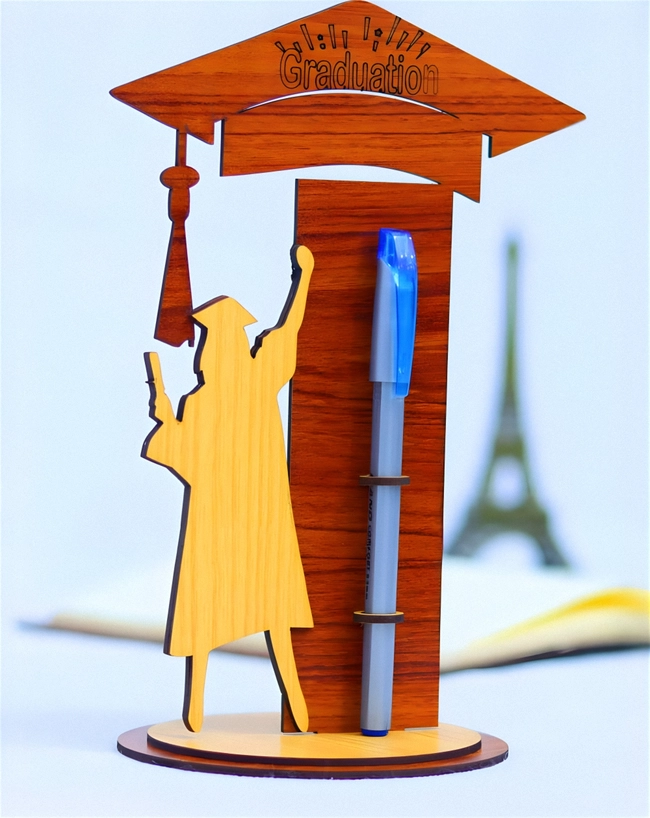 Graduation gift wooden pen holder 3mm S0000511 file cdr and dxf pdf free vector download for Laser cut