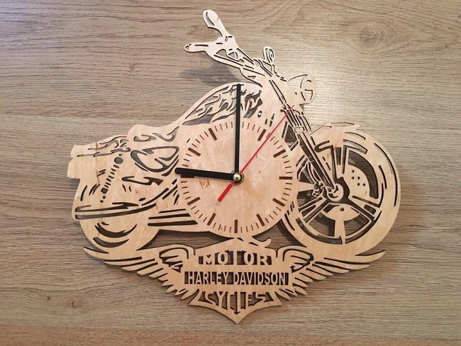 Harley davidson motorcycle wall clock S0001018 file cdr and dxf pdf free vector download for Laser cutLaser cut