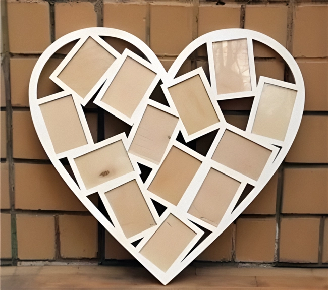 Heart Shaped Multi Photo Frame S0000515 file cdr and dxf pdf free vector download for Laser cut