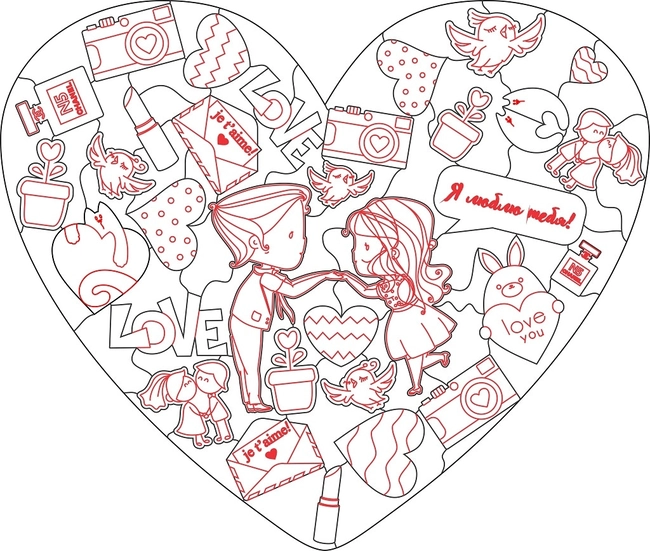 Heart Shaped Wooden Jigsaw Puzzle for Lovers S0000517 file cdr and dxf pdf free vector download for Laser cut