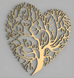 Heart shaped tree of life-wall decor S0000516 file cdr and dxf pdf free vector download for Laser cut