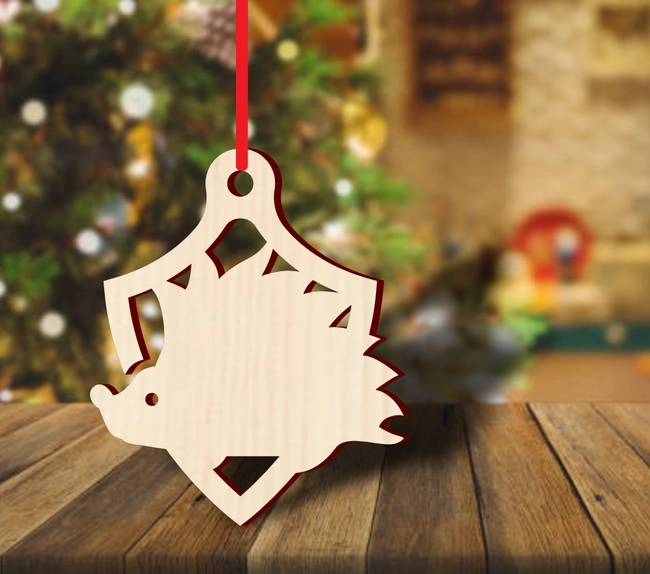 Hedgehog christmas pendant S0001021 file cdr and dxf pdf free vector download for Laser cutLaser cut