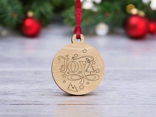 Joy christmas bauble ornament S0001035 file cdr and dxf pdf free vector download for Laser cutLaser cut