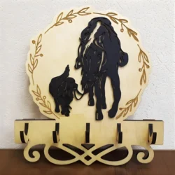 Key holder with horse and dog 6mm 25x26x5cm S0000485 file cdr and dxf pdf free vector download for Laser cut