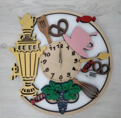 Kitchen Utensils Wood Wall Clock S0000488 file cdr and dxf pdf free vector download for Laser cut