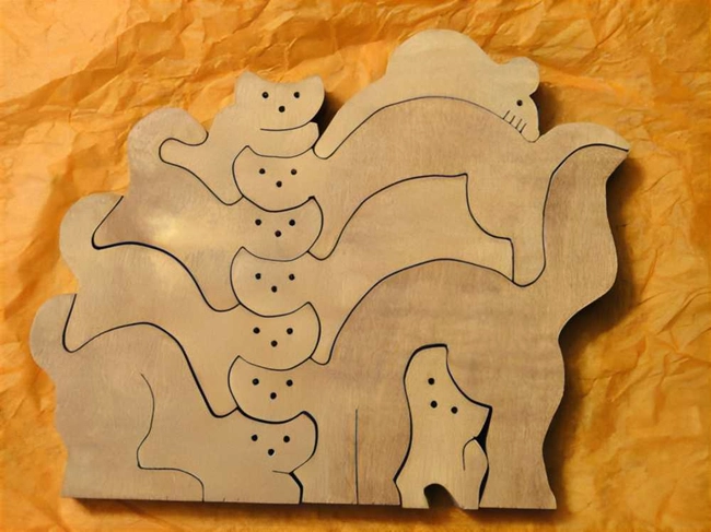 Kitty wood puzzle toy S0001038 file cdr and dxf pdf free vector download for Laser cutLaser cut