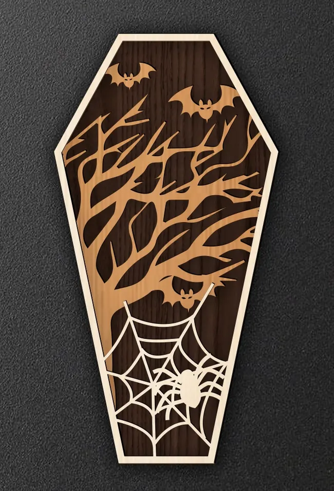 Layered coffin E0023426 file cdr and dxf pdf free vector download for Laser cut