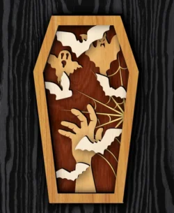 Layered coffin E0023435 file cdr and dxf pdf free vector download for Laser cut