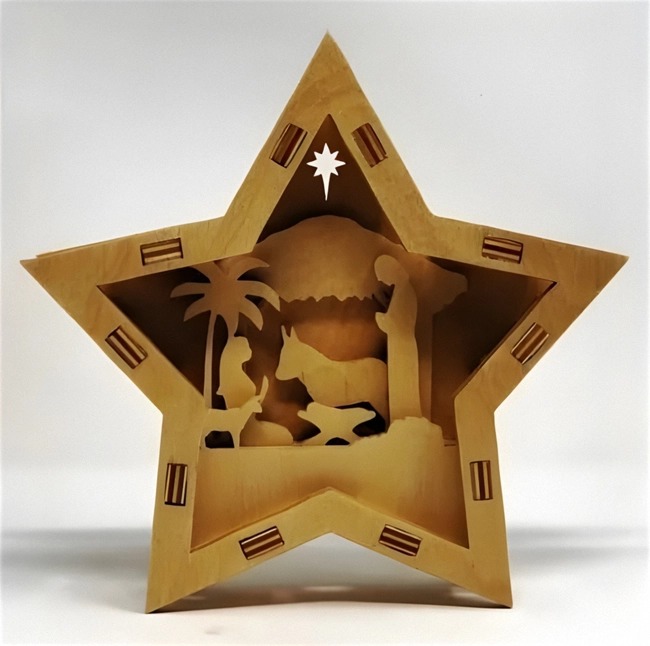 Layered nativity christmas light star box S0000563 file cdr and dxf pdf free vector download for Laser cut