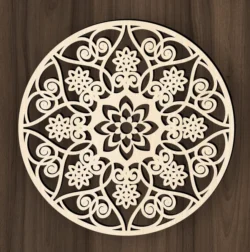 Mandala E0023386 file cdr and dxf pdf free vector download for Laser cut