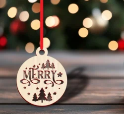 Merry christmas bauble ornament S0001050 file cdr and dxf pdf free vector download for Laser cutLaser cut