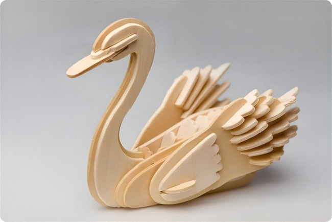 Miniature Swan 3D Wooden Puzzle S0000615 file cdr and dxf pdf free vector download for Laser cut