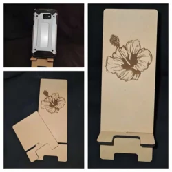 Mobile phone holder with hibiscus flower S0000999 file cdr and dxf pdf free vector download for Laser cutLaser cut