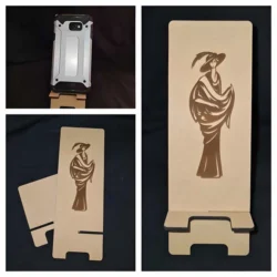 Mobile phone holder with lady S0001000 file cdr and dxf pdf free vector download for Laser cutLaser cut