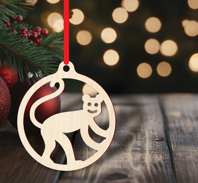 Monkey christmas ornament S0001002 file cdr and dxf pdf free vector download for Laser cutLaser cut