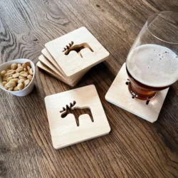 Moose drink coaster S0001004 file cdr and dxf pdf free vector download for Laser cutLaser cut