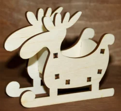 Moose sleigh christmas ornament S0000622 file cdr and dxf pdf free vector download for Laser cut