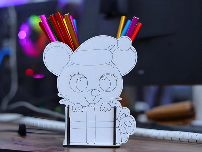 Mouse pencil holder S0000624 file cdr and dxf pdf free vector download for Laser cut