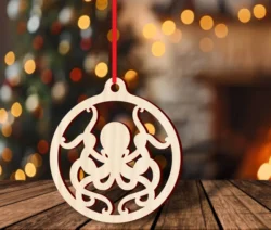 Octopus christmas ornament S0001063 file cdr and dxf pdf free vector download for Laser cut