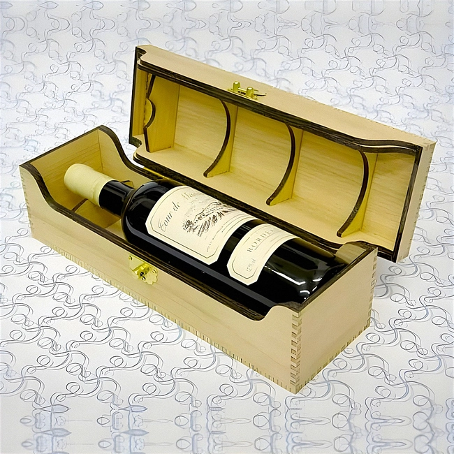 One bottle elegant hinged wooden wine box S0000066 file cdr and dxf pdf free vector download for Laser cut