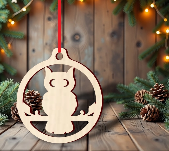 Owl christmas ornament S0001068 file cdr and dxf pdf free vector download for Laser cut