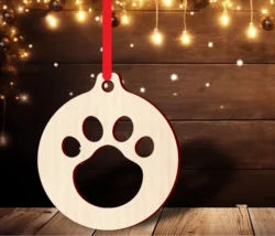 Paw print christmas ornament S0001071 file cdr and dxf pdf free vector download for Laser cut