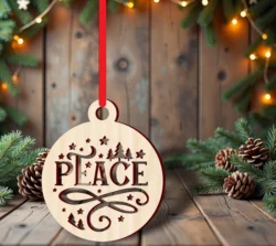 Peace christmas bauble S0001073 file cdr and dxf pdf free vector download for Laser cut