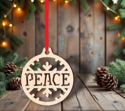 Peace christmas ornament S0001074 file cdr and dxf pdf free vector download for Laser cut