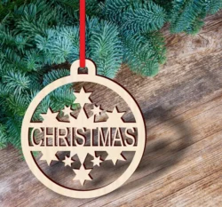 Personalized christmas bauble with stars S0001079 file cdr and dxf pdf free vector download for Laser cut