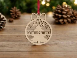 Personalized ribbon christmas ornament S0001089 file cdr and dxf pdf free vector download for Laser cut