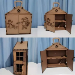 Portable wooden dollhouse for little girls S0000734 file cdr and dxf pdf free vector download for Laser cut