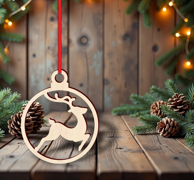 Reindeer christmas ball S0001105 file cdr and dxf pdf free vector download for Laser cut