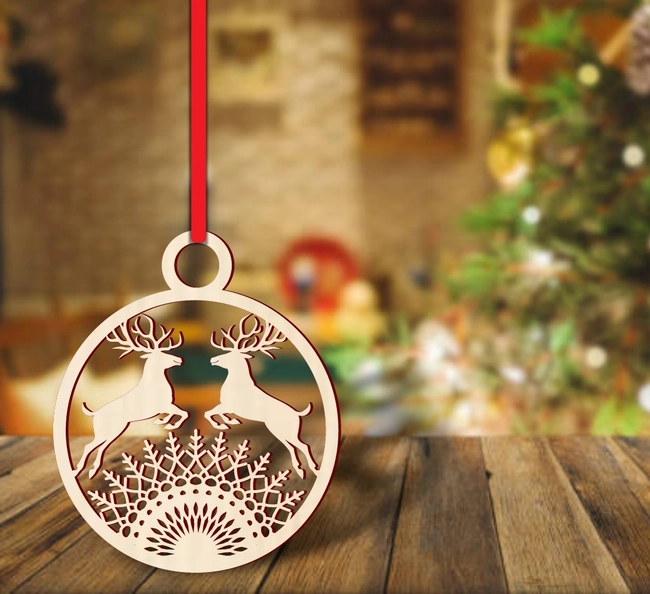 Reindeer christmas ball ornament S0001104 file cdr and dxf pdf free vector download for Laser cut