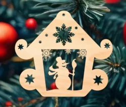 Santa house snowflakes ornament bauble S0000741 file cdr and dxf pdf free vector download for Laser cut