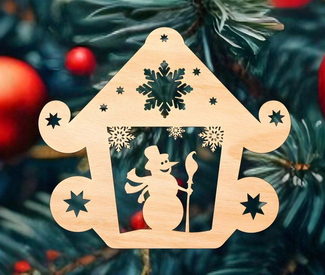 Santa house snowflakes ornament bauble S0000741 file cdr and dxf pdf free vector download for Laser cut