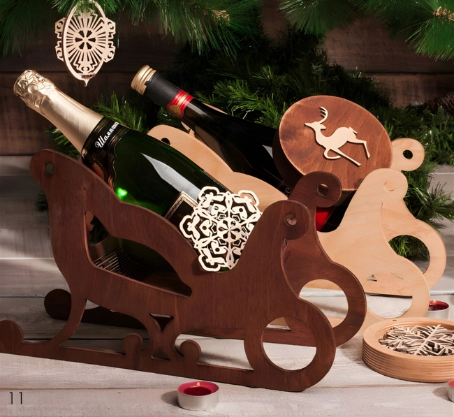 Sleigh wine holder S0000203 file cdr and dxf pdf free vector download for Laser cut