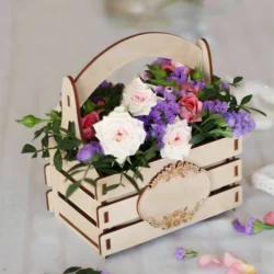 Small Wooden Flower Basket S0000206 file cdr and dxf pdf free vector download for Laser cut