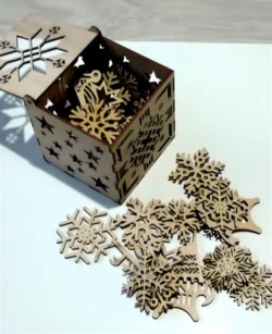 Snowflakes christmas tree decoration box S0000209 file cdr and dxf pdf free vector download for Laser cut